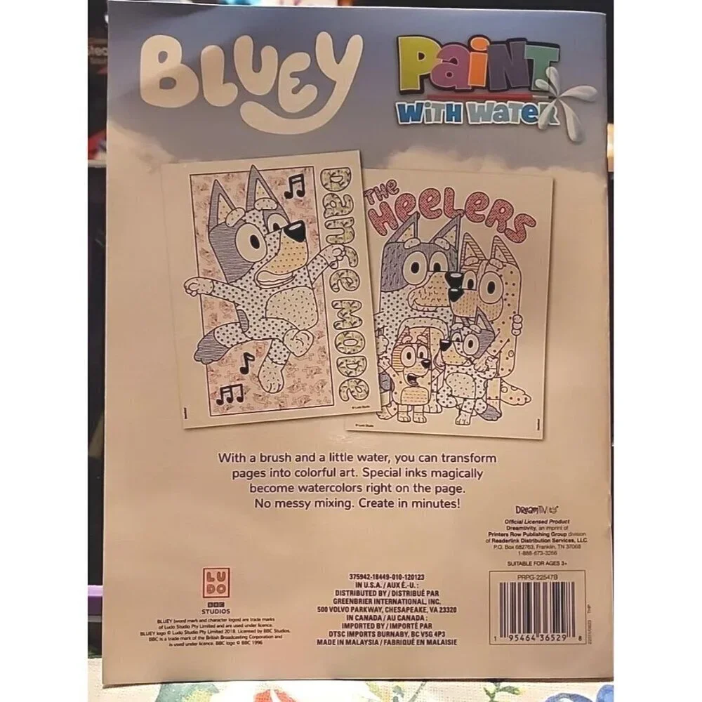 NEW Bluey Paint with Water Just Dance! Activity Book Brush Water
